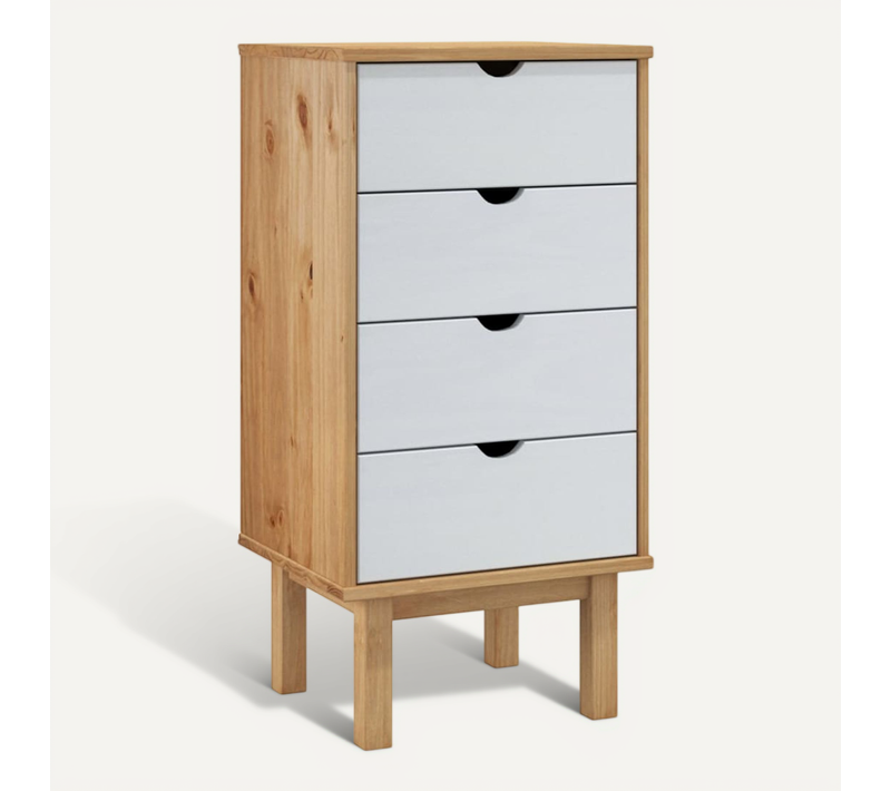 Commode Otta Marron Et Blanc 45x39x90 Cm Bois De Pin Massif