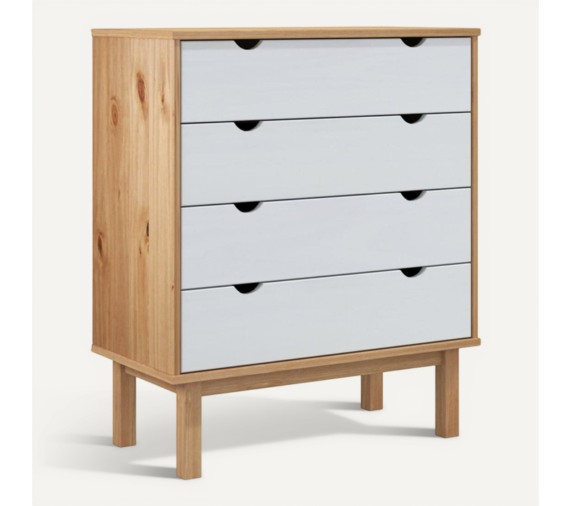 Meuble À Tiroirs "otta" Avec Plateau D'affichage 76,5x39,5x90 Cm Bois Massif Pin