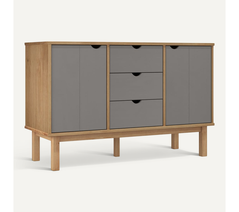 Buffet Otta Marron Et Gris 113,5x43x73 Cm Bois Massif Pin