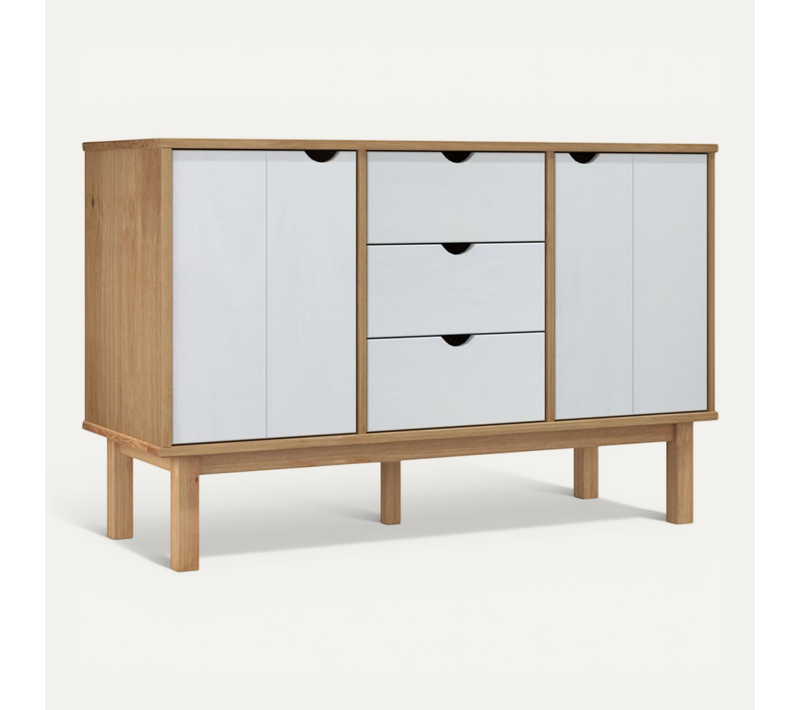 Buffet Otta Marron Et Blanc 113,5x43x73 Cm Bois Massif Pin
