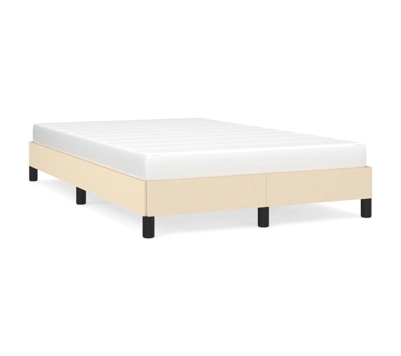 Cadre De Lit Sans Matelas Crème 120x200 Cm Tissu