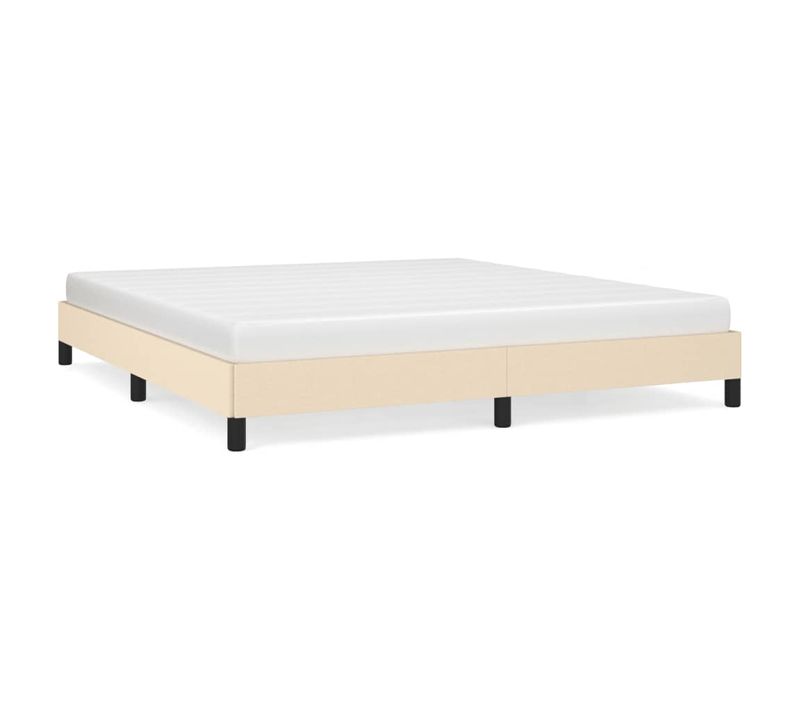 Cadre De Lit Sans Matelas Crème 180x200 Cm Tissu