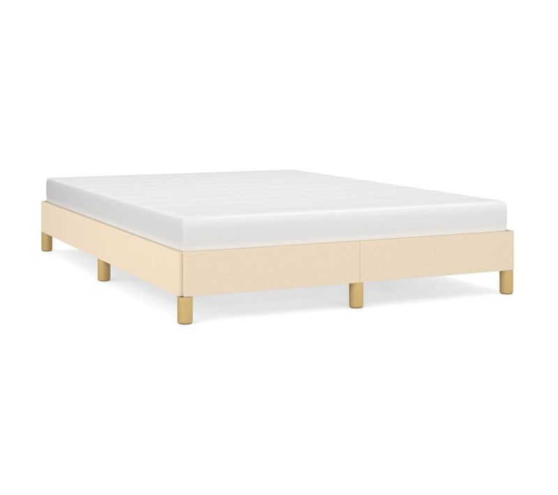 Cadre De Lit Sans Matelas Crème 140x200 Cm Tissu