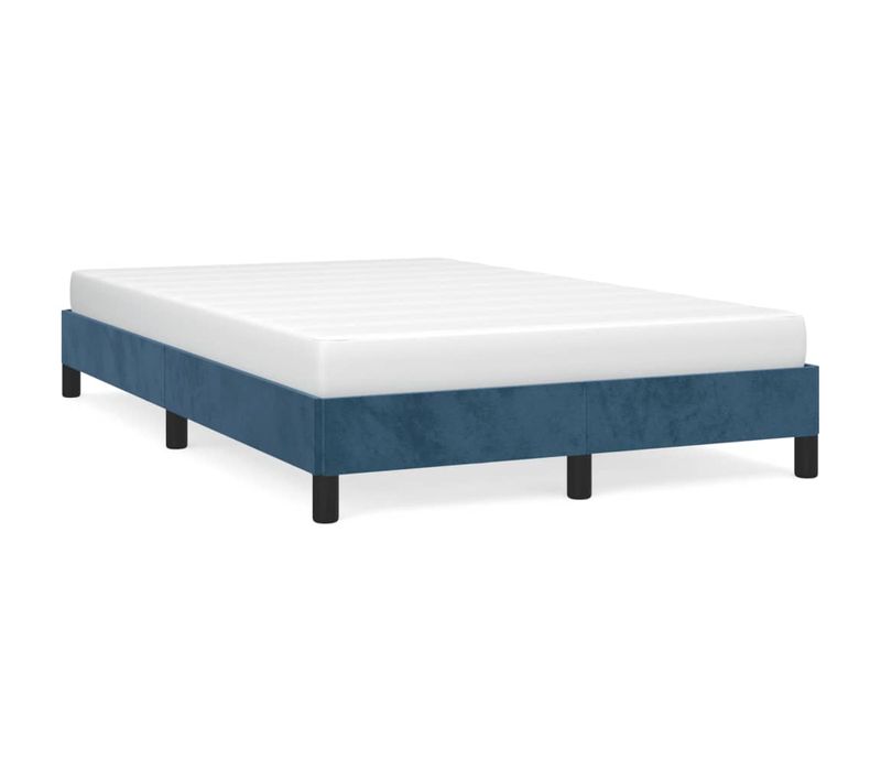 Cadre De Lit Sans Matelas Bleu Foncé 120x200 Cm Velours