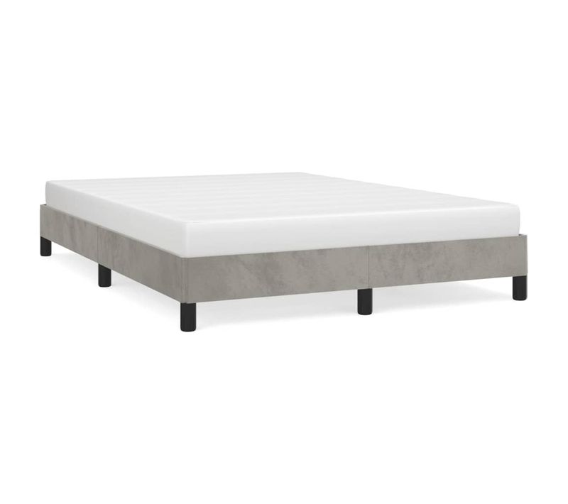 Cadre De Lit Sans Matelas Gris Clair 140x190 Cm Velours