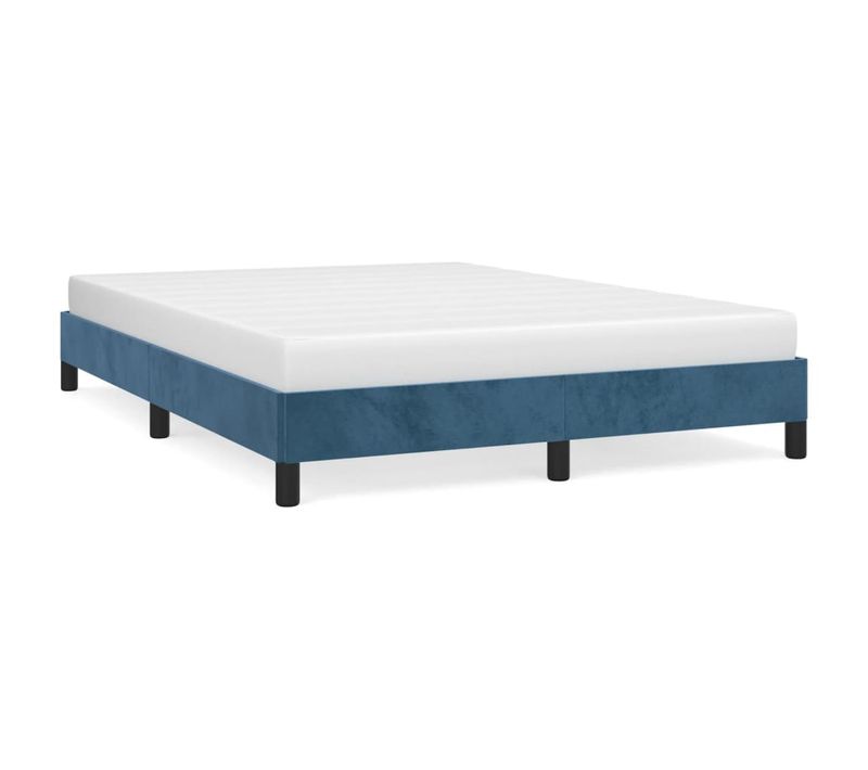 Cadre De Lit Sans Matelas Bleu Foncé 140x190 Cm Velours