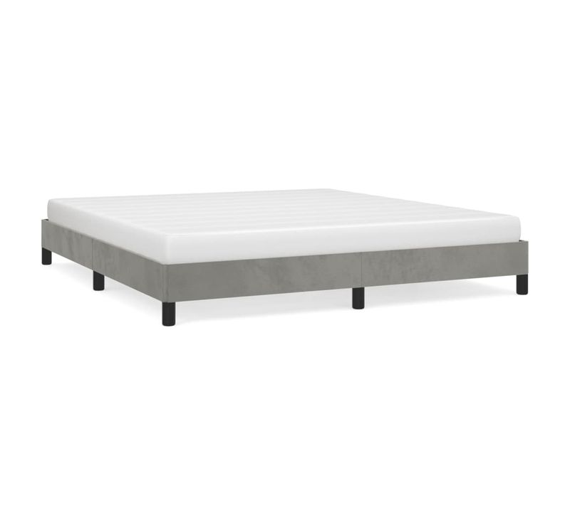 Cadre De Lit Sans Matelas Gris Clair 160x200 Cm Velours