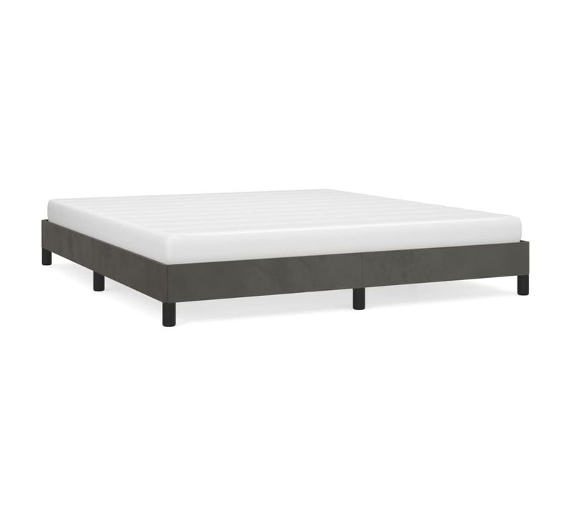 Cadre De Lit Sans Matelas Gris Foncé 160x200 Cm Velours