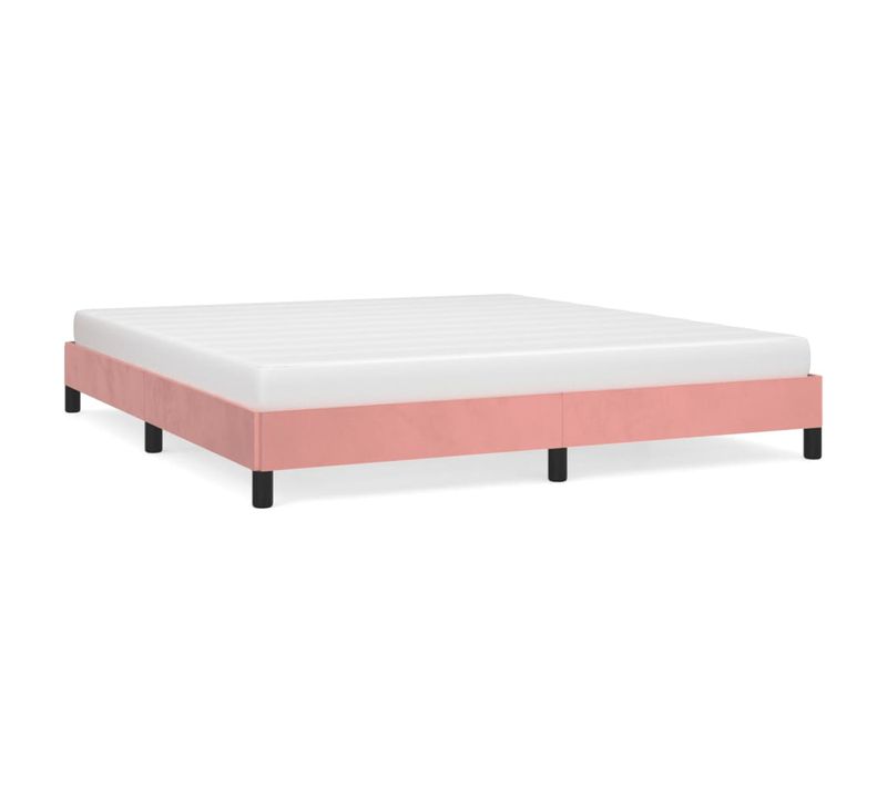Cadre De Lit Sans Matelas Rose 160x200 Cm Velours