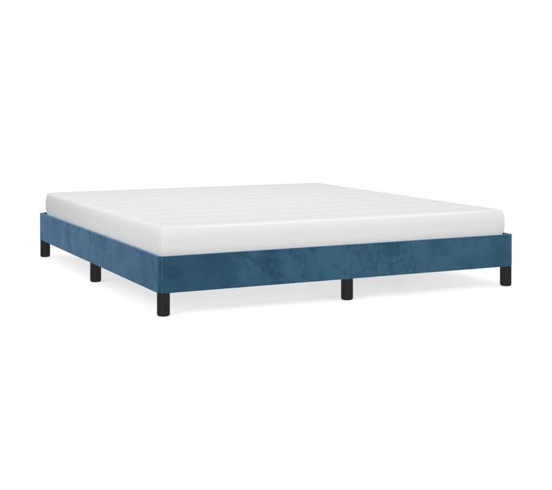 Cadre De Lit Sans Matelas Bleu Foncé 180x200 Cm Velours