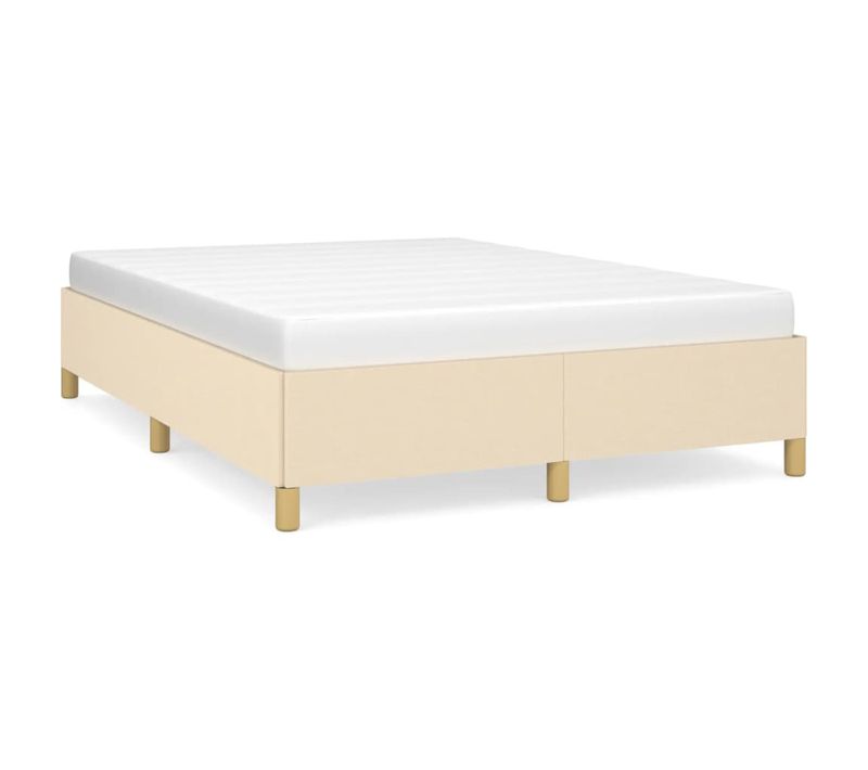 Cadre De Lit Sans Matelas Crème 140x190 Cm Tissu