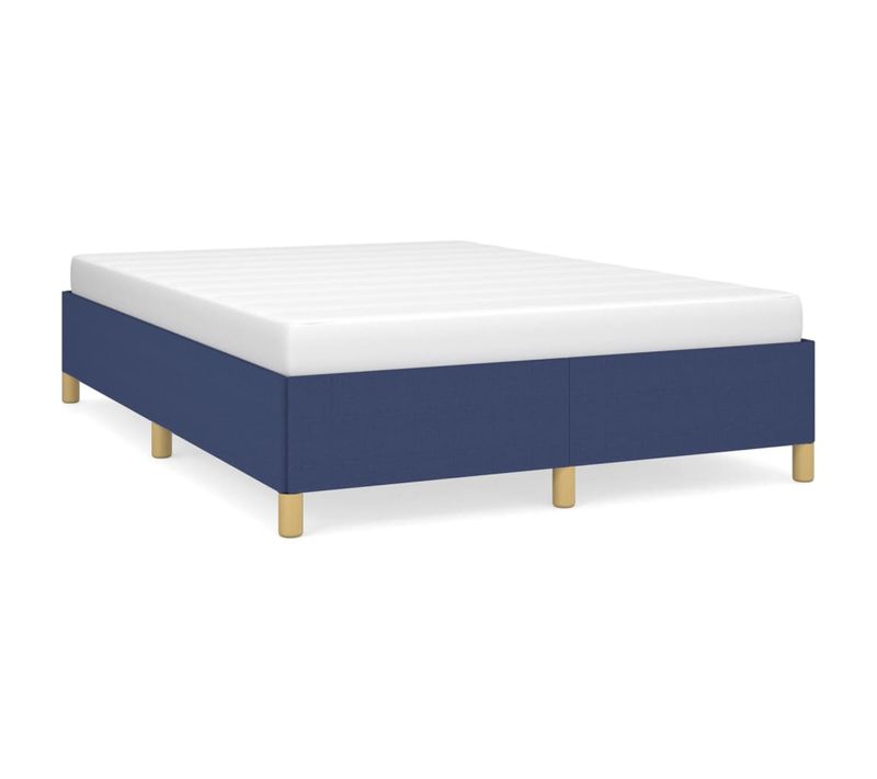 Cadre De Lit Sans Matelas Bleu 140x200 Cm Tissu