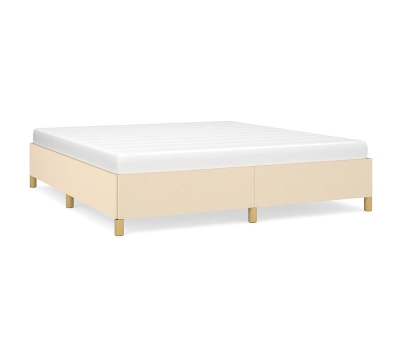 Cadre De Lit Sans Matelas Crème 160x200 Cm Tissu