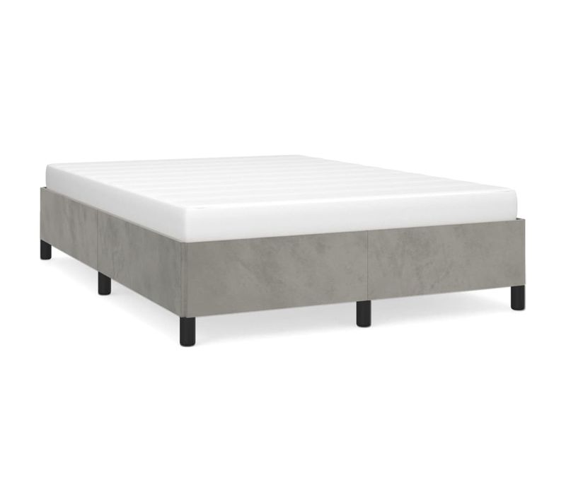 Cadre De Lit Sans Matelas Gris Clair 140x190 Cm Velours