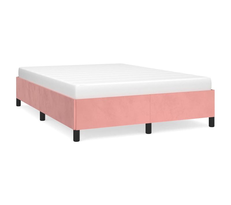 Cadre De Lit Sans Matelas Rose 140x190 Cm Velours