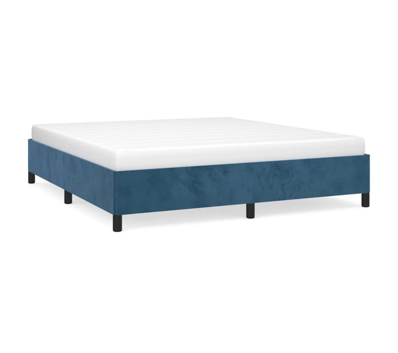 Cadre De Lit Sans Matelas Bleu Foncé 180x200 Cm Velours