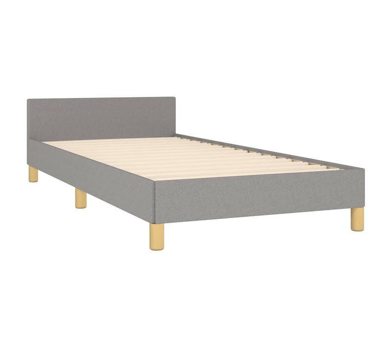Cadre De Lit Avec Base À Lattes Pieds Solides Tissu Gris 90x190 Cm