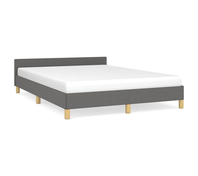 Cadre De Lit Sans Matelas Gris Foncé 140x190 Cm Tissu