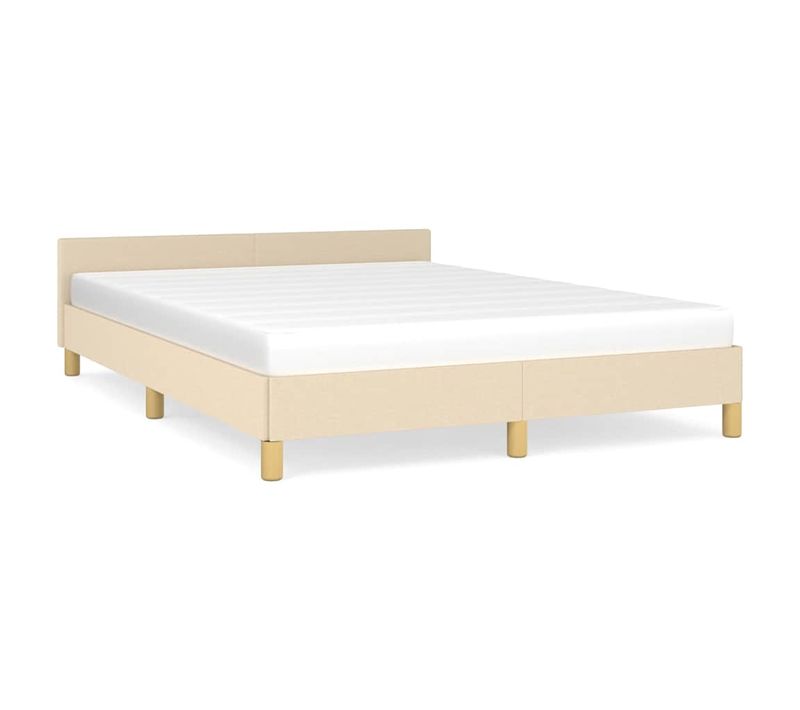 Cadre De Lit Sans Matelas Crème 140x190 Cm Tissu