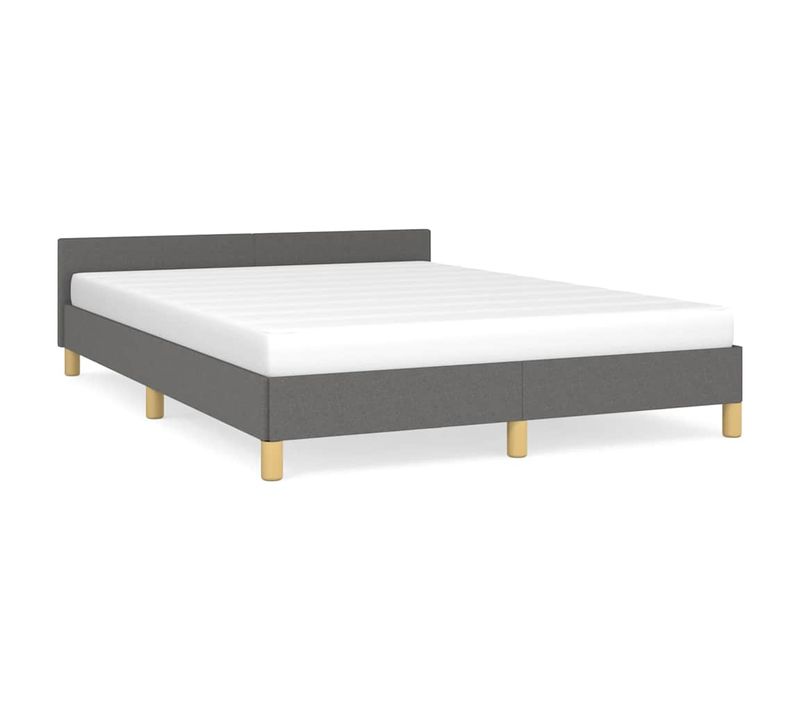 Cadre De Lit Sans Matelas Gris Foncé 140x200 Cm Tissu