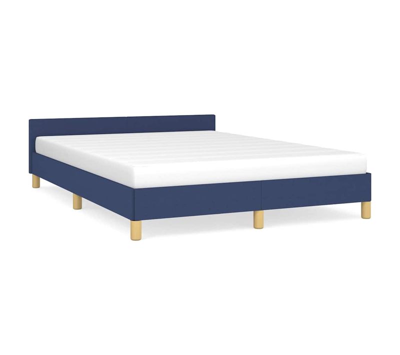 Cadre De Lit Avec Tête De Lit Sans Matelas Bleu 140x200cm Tissu