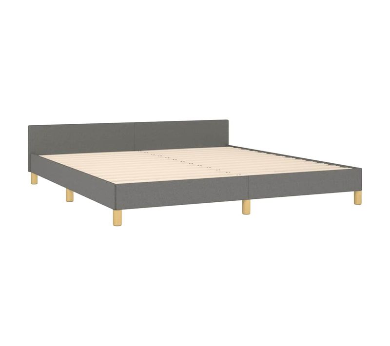 Cadre De Lit Sans Matelas Gris Foncé 160x200 Cm Tissu