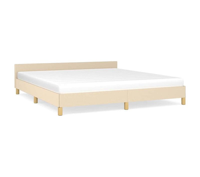 Cadre De Lit Sans Matelas Crème 180x200 Cm Tissu