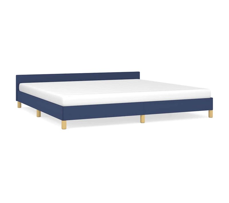 Cadre De Lit Avec Tête De Lit Sans Matelas Bleu 200x200cm Tissu