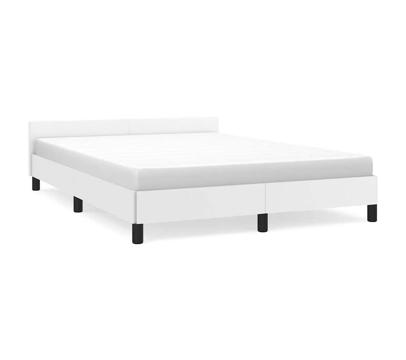 Cadre De Lit Avec Tête De Lit Sans Matelas Blanc 140x190 Cm
