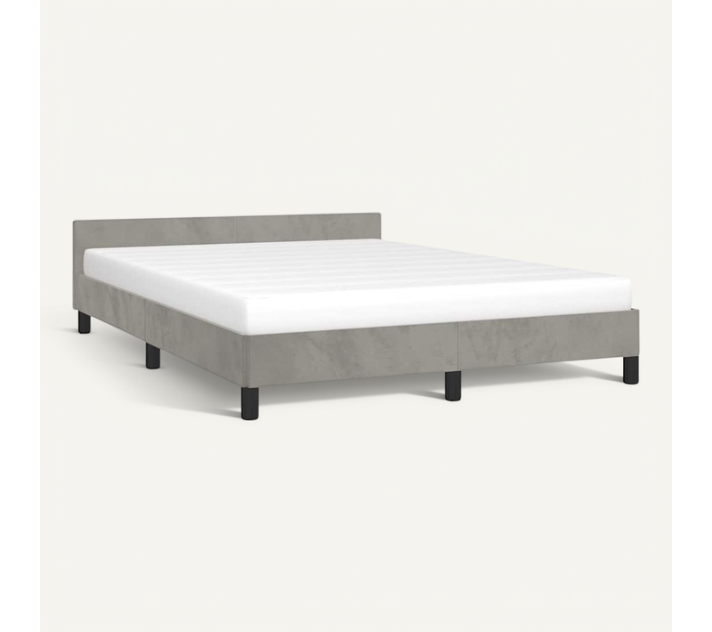 Cadre De Lit Sans Matelas Gris Clair 140x190 Cm Velours