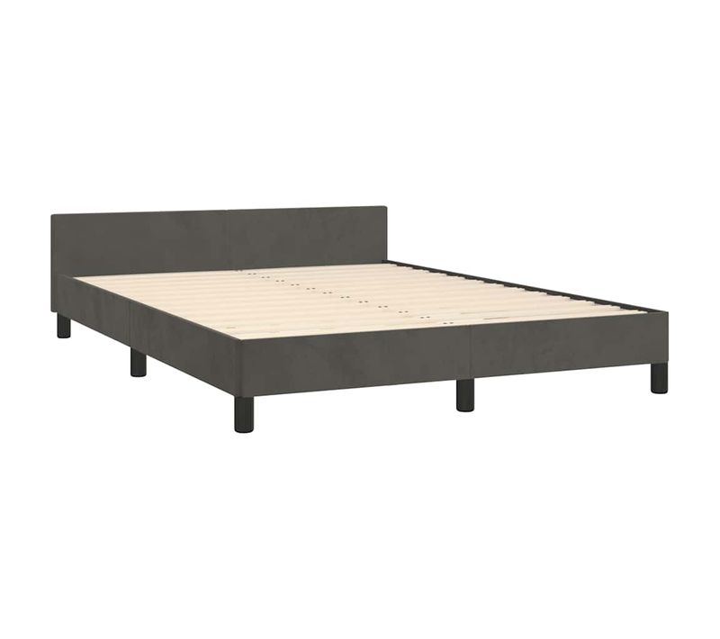 Cadre De Lit Sans Matelas Gris Foncé 140x190 Cm Velours