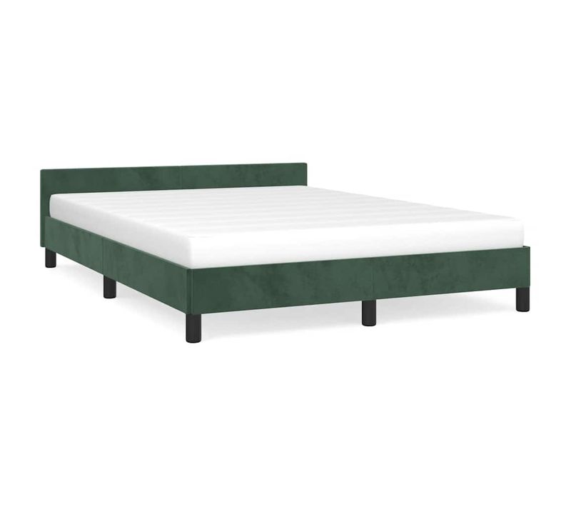 Cadre De Lit Sans Matelas Vert Foncé 140x190 Cm Velours