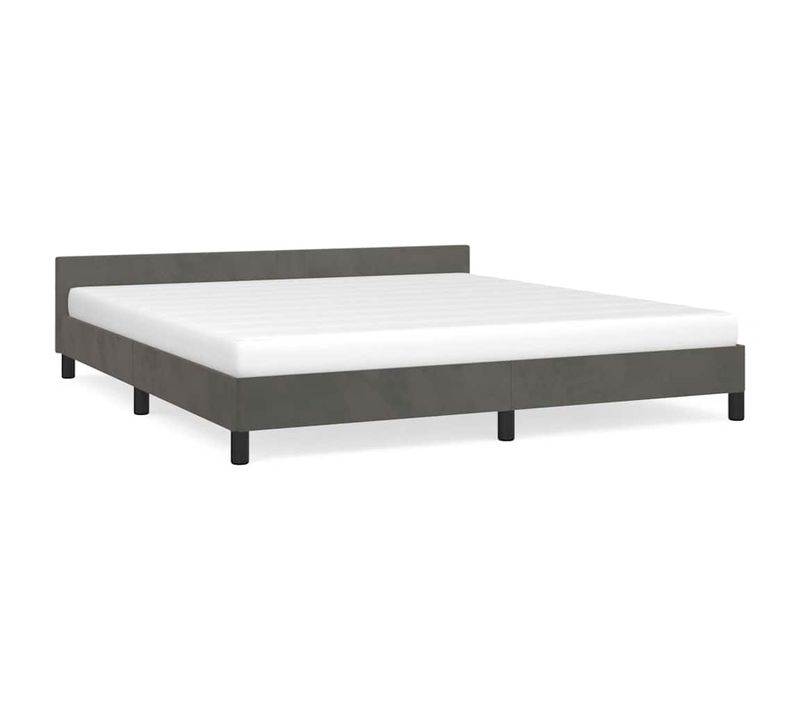 Cadre De Lit Sans Matelas Gris Foncé 160x200 Cm Velours