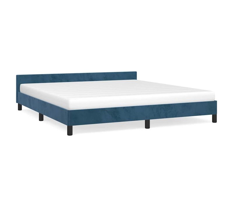 Cadre De Lit Sans Matelas Bleu Foncé 160x200 Cm Velours