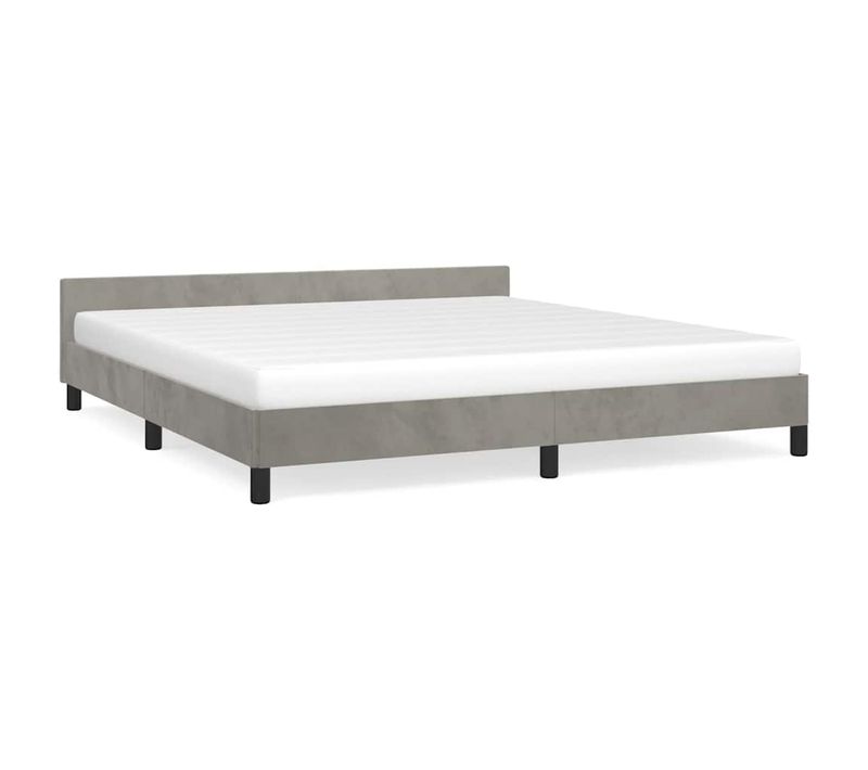 Cadre De Lit Sans Matelas Gris Clair 180x200 Cm Velours