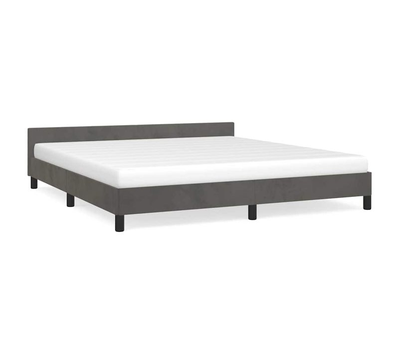 Cadre De Lit Sans Matelas Gris Foncé 180x200 Cm Velours