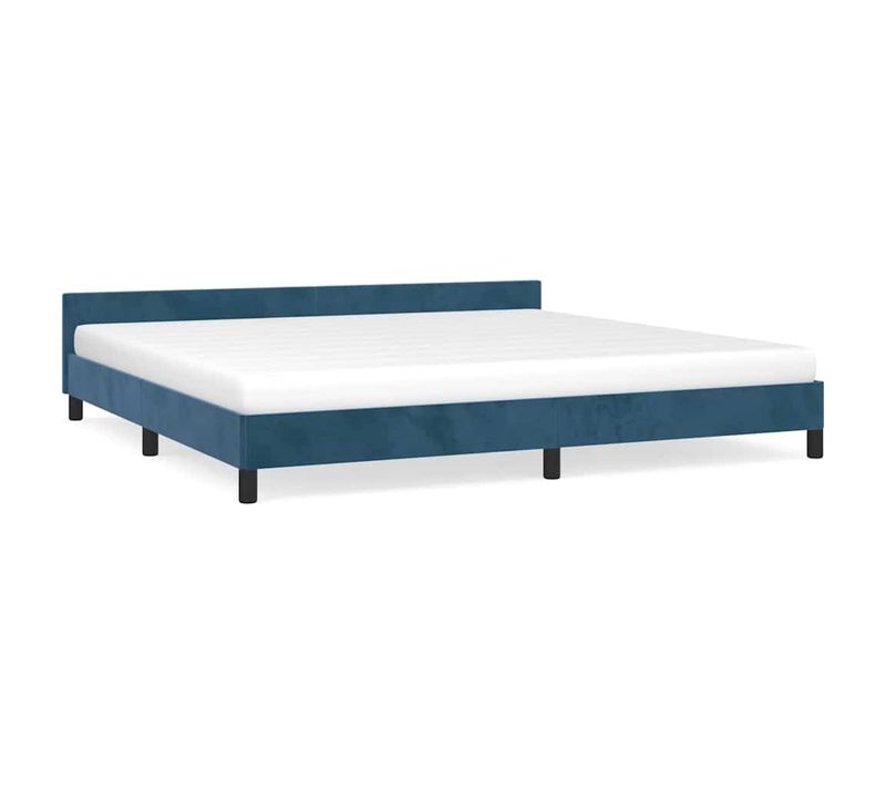 Cadre De Lit Sans Matelas Bleu Foncé 200x200 Cm Velours