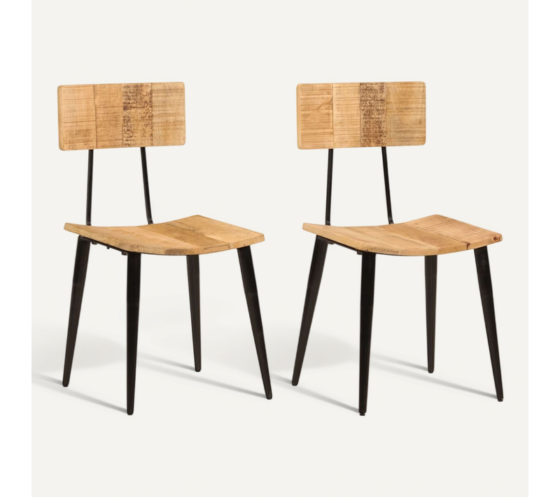 Chaises à Manger Lot De 2 44x40x80 Cm Bois De Manguier Solide