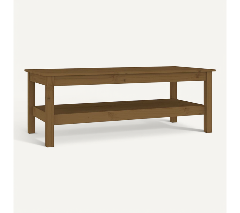 Table Basse Marron Miel 110x50x40 Cm Bois Massif De Pin