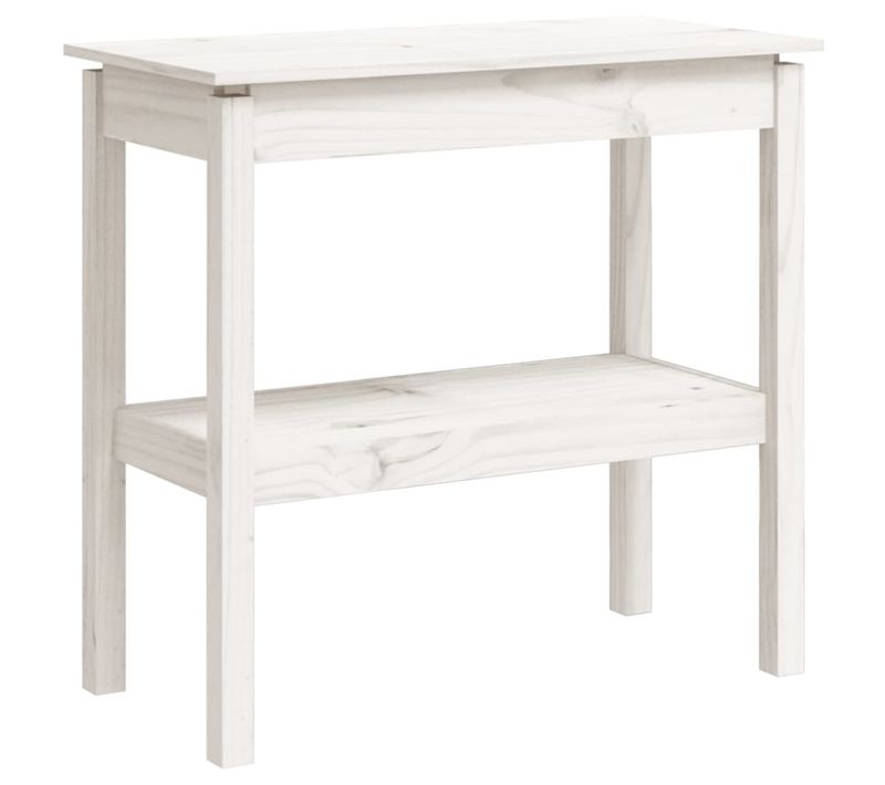 Table Console Blanc 80x40x75 Cm Bois De Pin Solide
