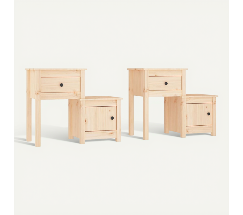 Tables De Chevet 2 Pièces 79,5x38x65,5 Cm Bois De Pin Massif
