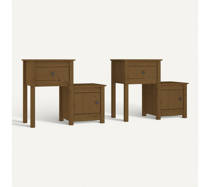 Tables De Chevet 2 Pièces Marron Miel 79,5x38x65,5 Cm Pin Solide