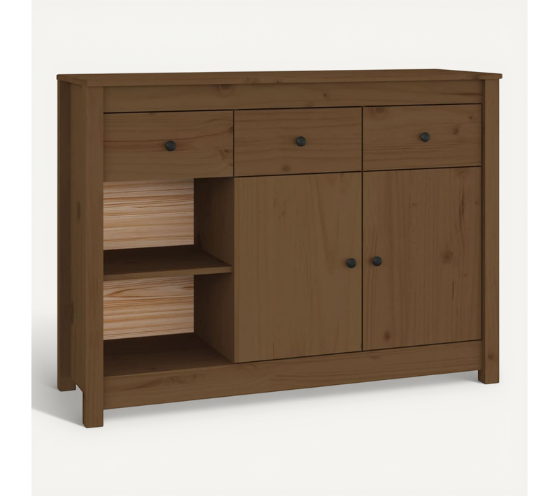Buffet Marron Miel 100x35x74 Cm Bois Massif De Pin