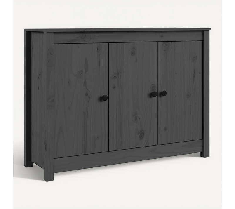Buffet Gris 100x35x74 Cm Bois Massif De Pin