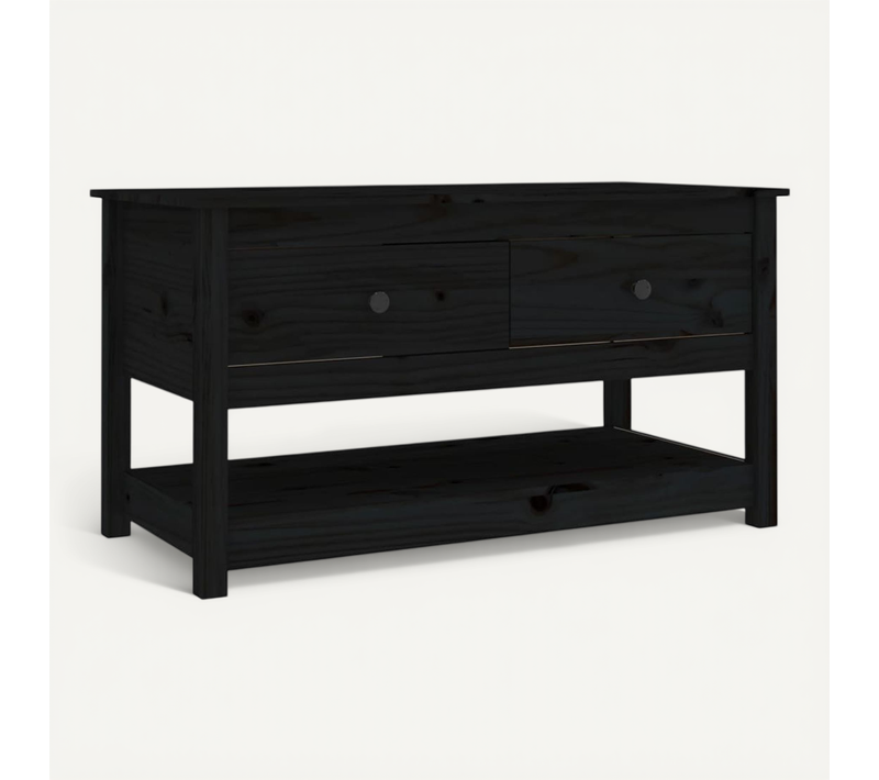 Table Basse Noir 102x49x55 Cm Bois Massif De Pin