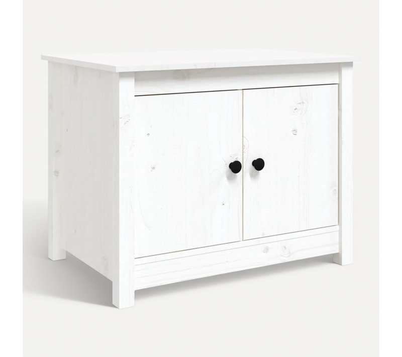 Table Basse Blanc 71x49x55 Cm Bois Massif De Pin