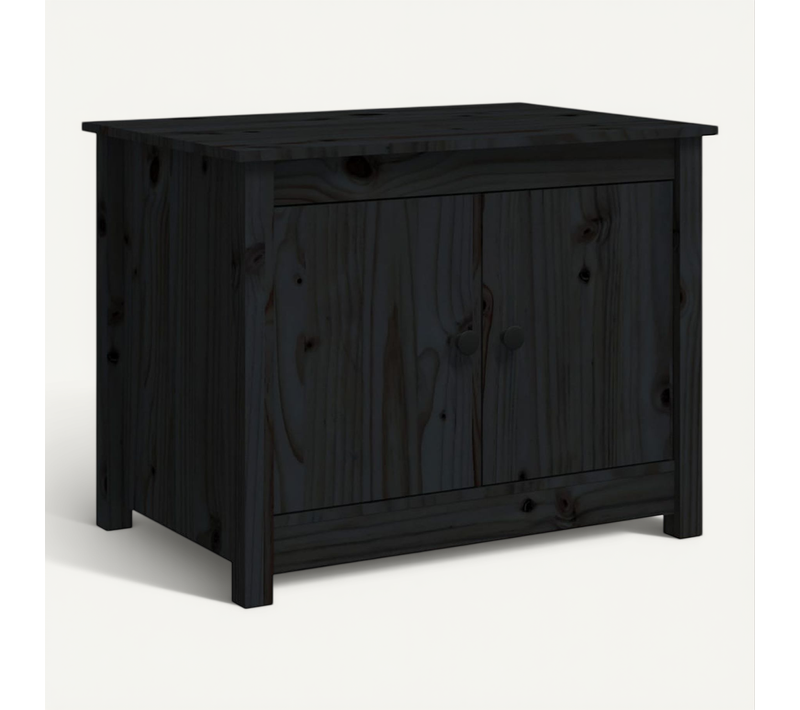 Table Basse Noir 71x49x55 Cm Bois Massif De Pin
