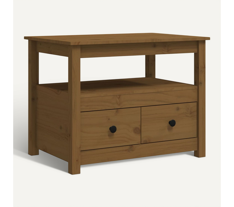 Table Basse Marron Miel 71x49x55 Cm Bois Massif De Pin