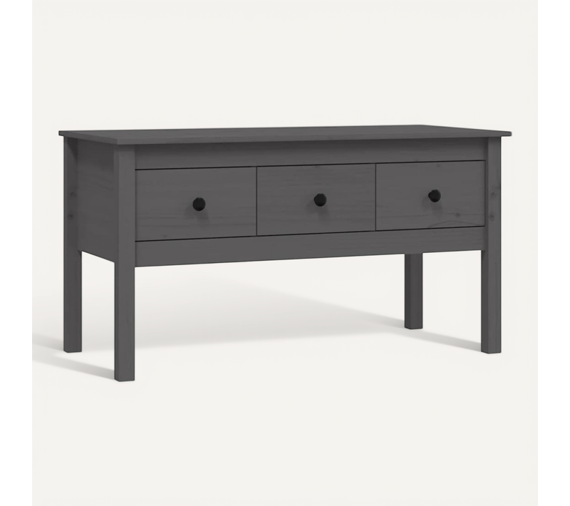 Table Basse Gris 102x49x55 Cm Bois Massif De Pin