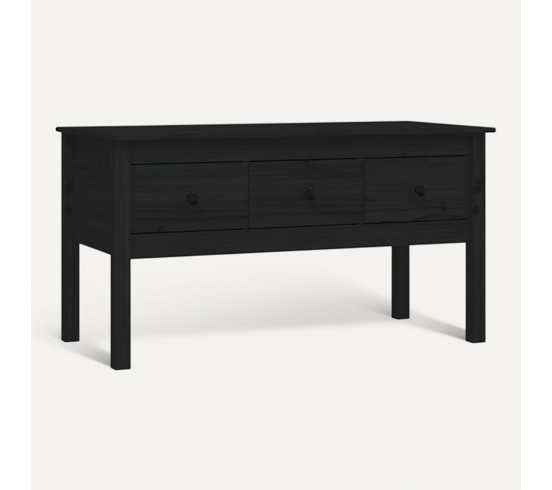 Table Basse Noir 102x49x55 Cm Bois Massif De Pin